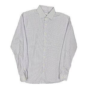 Emanuel Berg Paris Dress Shirt White / Blue Check Italy Cotton 15.5 Medium